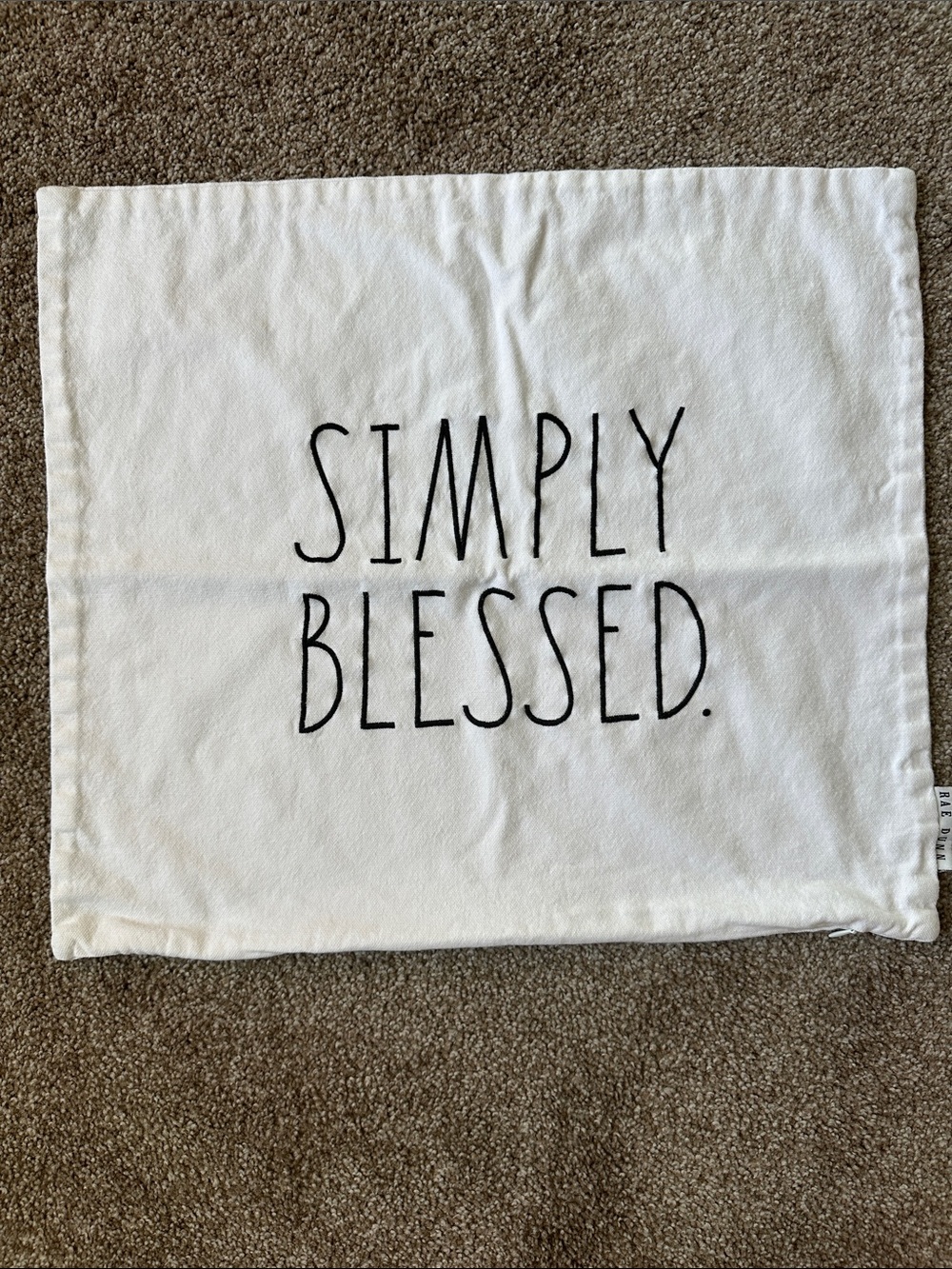 Rae Dunn Simply Blessed White Throw Pillow Cover Modern Farmhouse 21x18